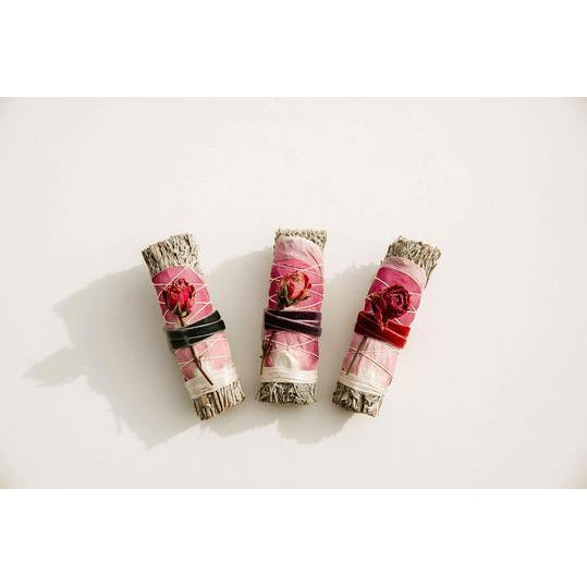 Blue Sage + Roses Smudge Stick