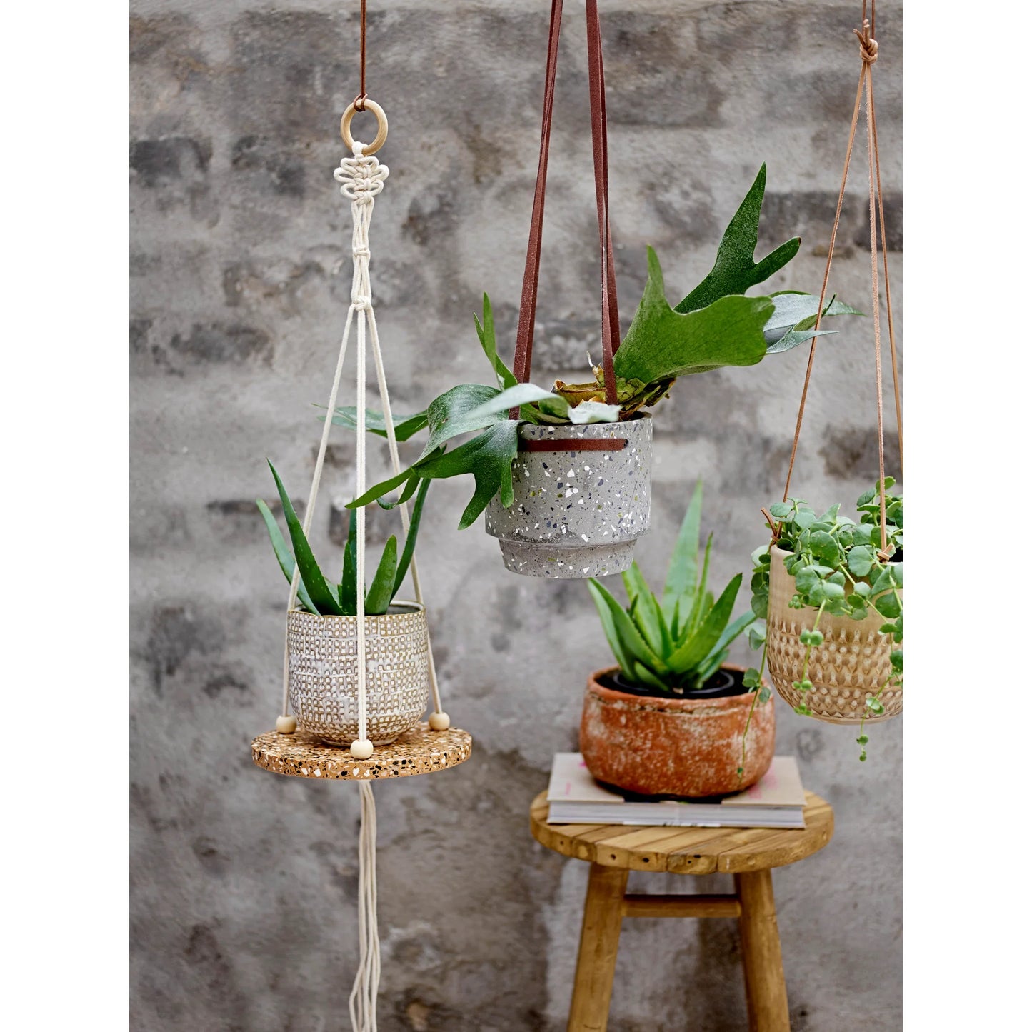 Basketweave Embossed Stoneware Planter