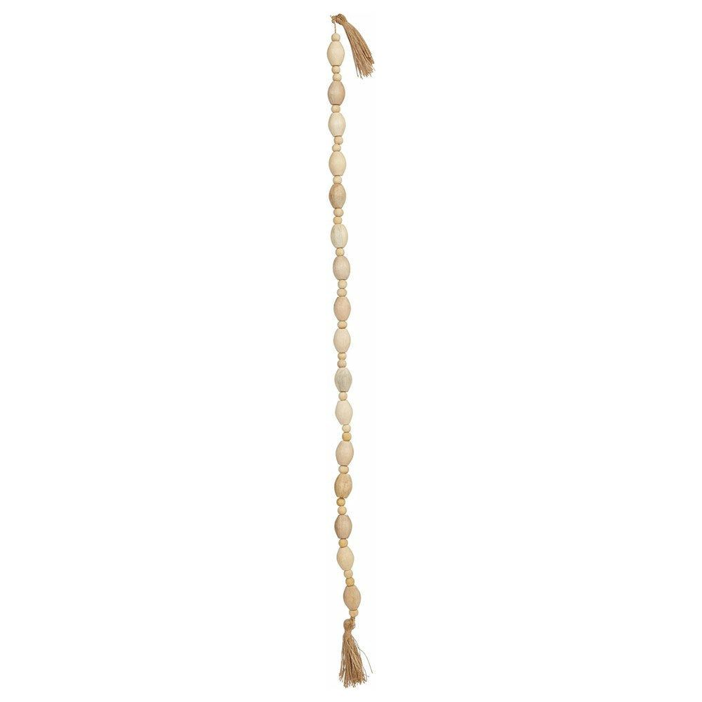 Mango Wood Bead Garland w/ Jute Tassels