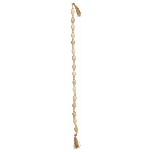 Mango Wood Bead Garland w/ Jute Tassels